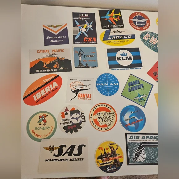Airline Luggage Decals Original Antique x 40 - Picture 2 of 11